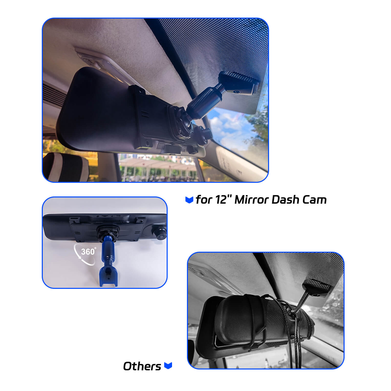 Bracket for 12‘’ Mirror Dash Cam Rear View Dash Camera Mount