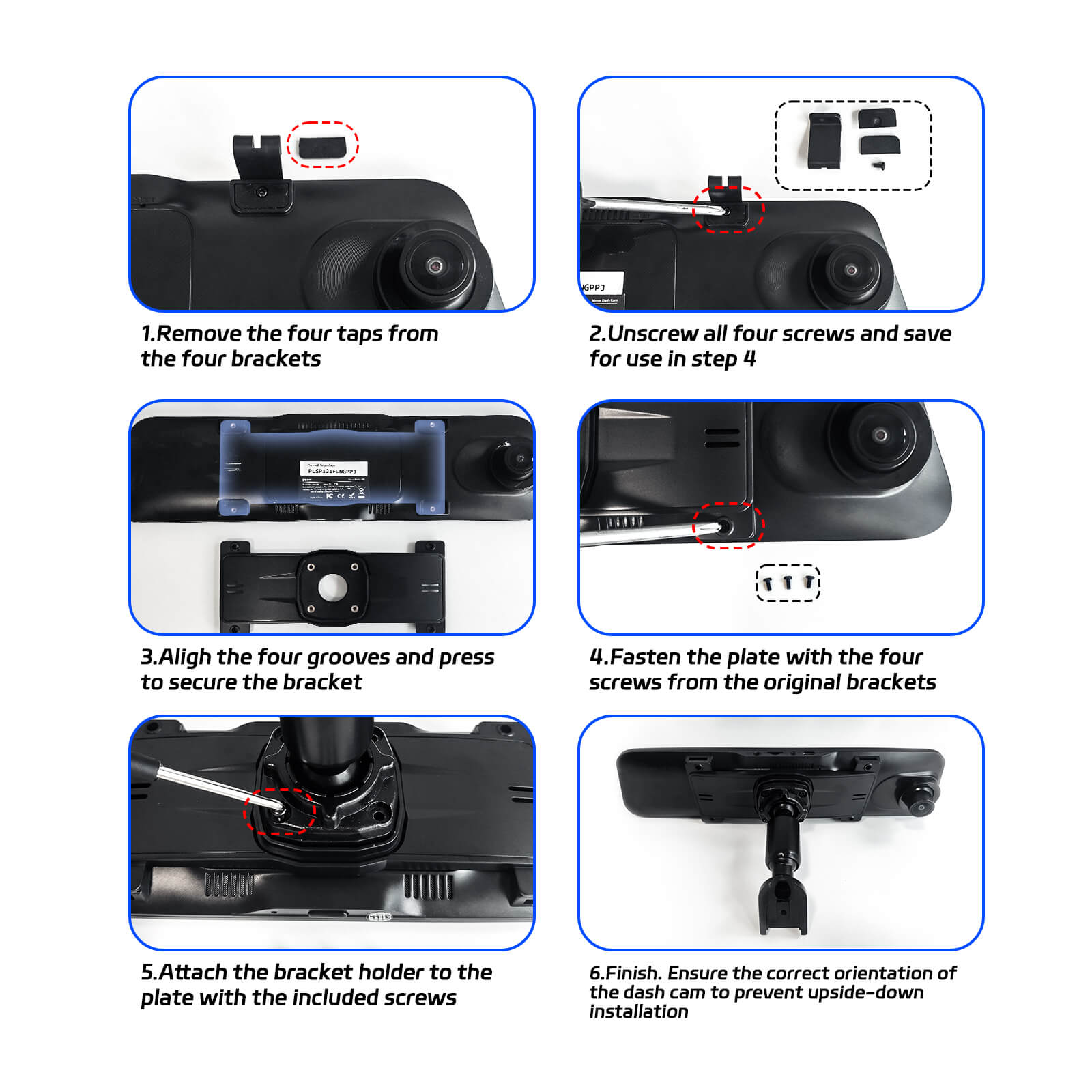 Bracket for 12‘’ Mirror Dash Cam Rear View Dash Camera Mount
