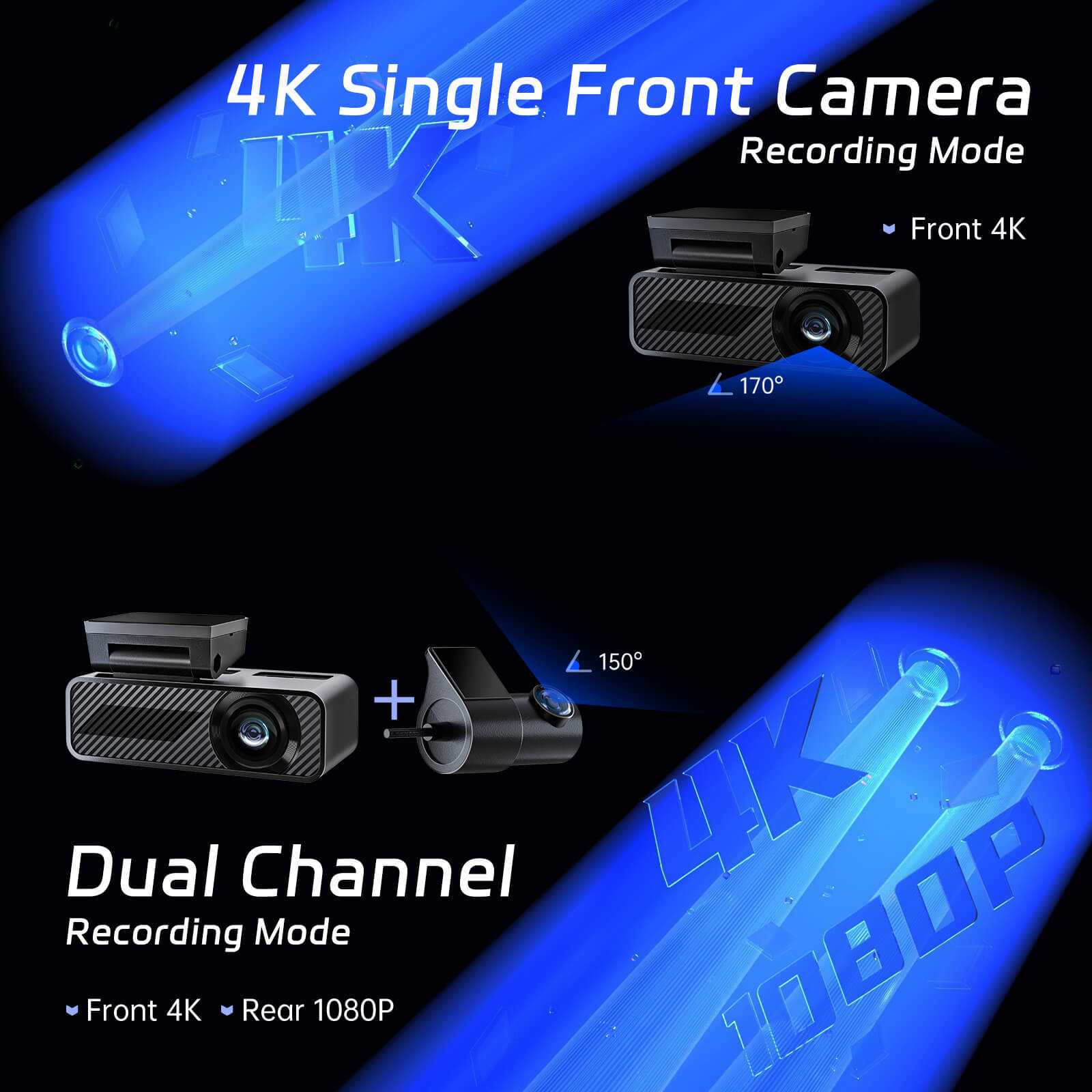 Pelsee P1 Duo 4K Dash Cam Front and Rear, 64GB SD Card, 4K+1080P Dual Dash Camera for Cars, Wi-Fi & App Control, 1.5’’IPS Display Car Camera, Voice Control, Night Vision, 24H Parking Mode, G-Sensor