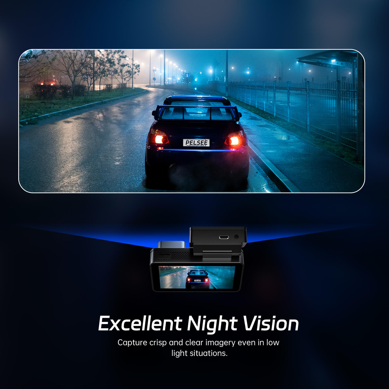 Pelsee P3 4K Dash Cam Front and Rear, 64GB SD Card, 4K+1080P Dual Dash Camera for Cars with Wi-Fi, GPS, ADAS, BSD, LCA, 3’’ IPS Display Car Camera, APP & Voice Control, Night Vision, 24H Parking Mode