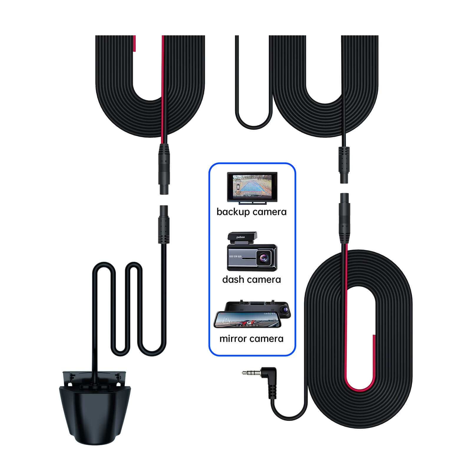 4-pin 33ft Rear Camera Extension Cable, Dash Cam Rearview Backup Camera Extension Cord, Reverse Camera Extension Wire