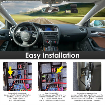 Pelsee Dash Cam Hardwire Kit, Full Set Hard Wire Kit Fuse for P1 Duo Dash Cam Only, 12V-24V to 5V Car Dash Camera Charger Power Cord, 4 Fuse Cable and Installation Tool