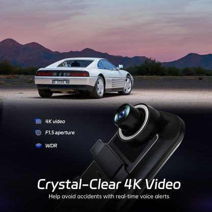 Pelsee P10 Plus 4K WiFi Mirror Dash Cam, 10" Rear View Mirror Camera with 64GB Card, Dash Cam Front and Rear Backup Camera for Cars, Smart Driving System ADAS, Voice Control, GPS, WDR Night Vision